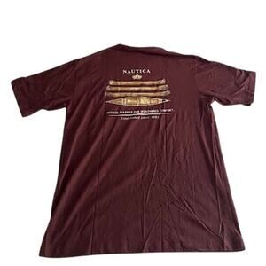 VTG Nautica Burgundy with Pocket T Shirt Size L NWT